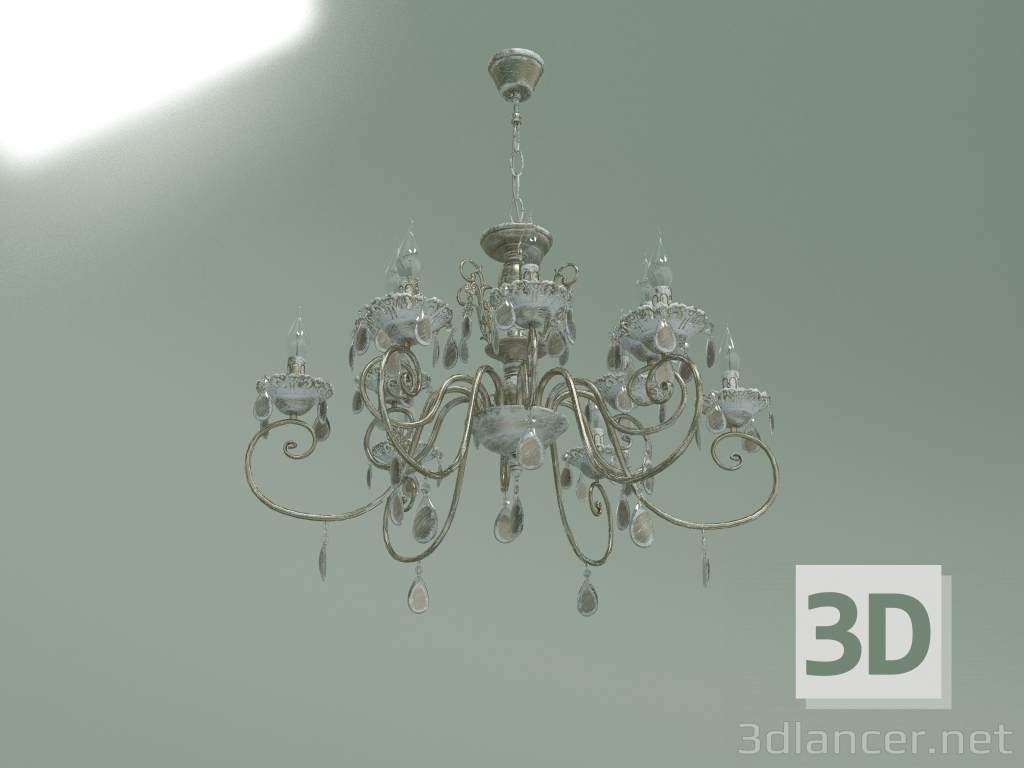 3d model Hanging chandelier 10009-12 (white with gold) - preview