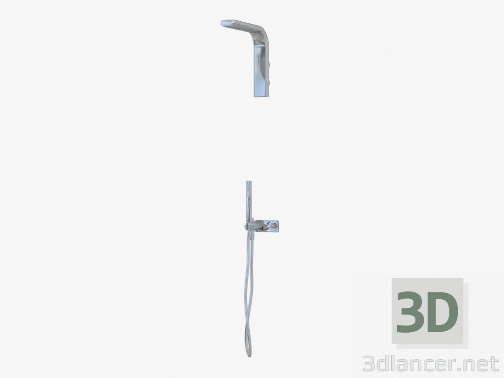 modèle 3D Set de douche avec arrosoir, mitigeur et douchette à main Noke (NK3260) - preview