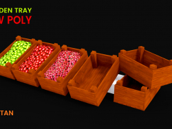 3D Wooden Tray Game asset -LOW POLY