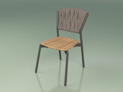 Chair 220 (Metal Smoke, Teak, Gepolsterter Gürtel Grau-Sand)