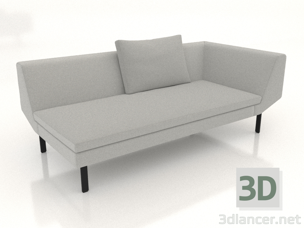 modello 3D Terminale divano modulo 186 con bracciolo a destra (gambe in metallo) - anteprima