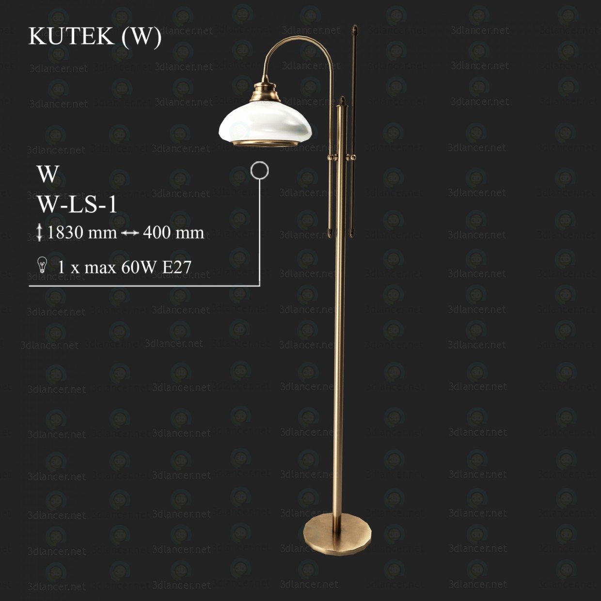 modello 3D Piano Lampada Kutek w ws-1 - anteprima