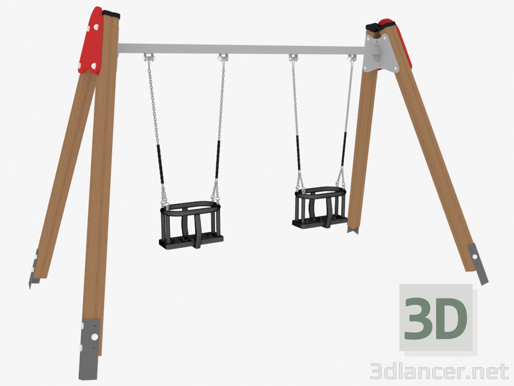 3D Modell Schaukel für Kinderspielplätze (6322) - Vorschau