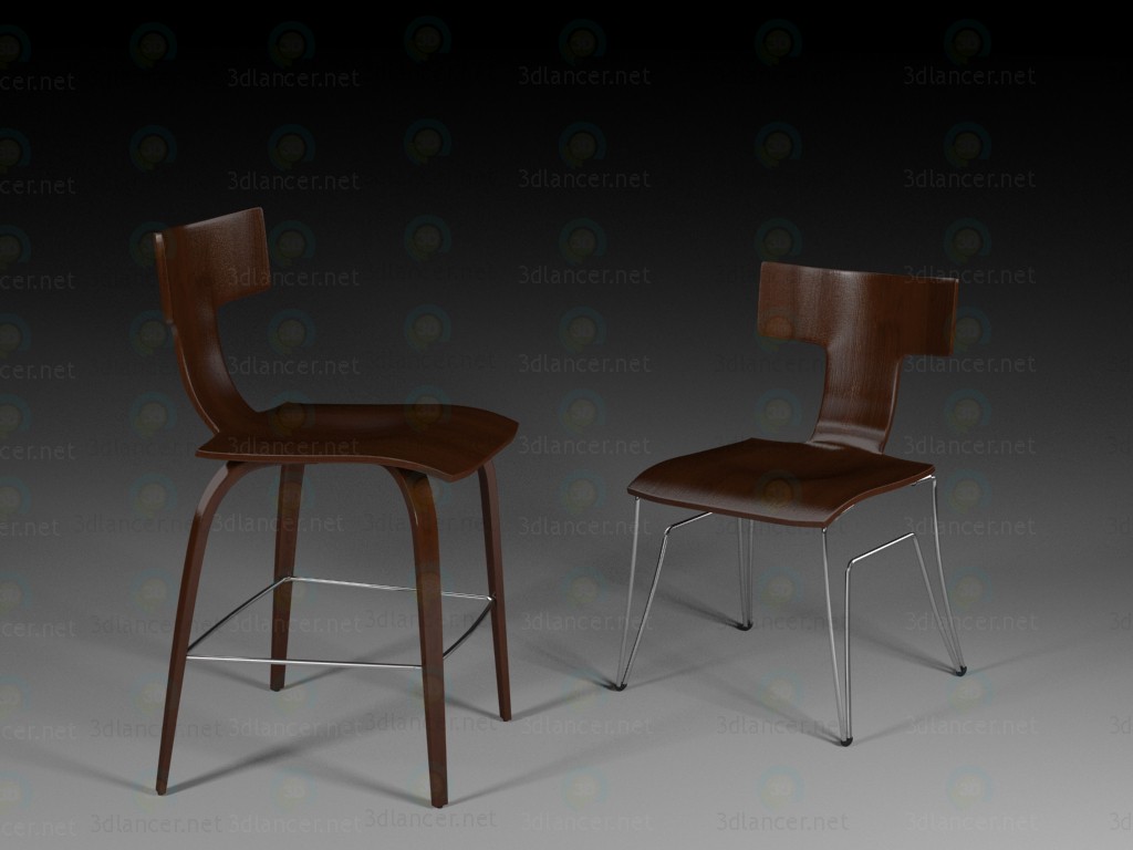 3d модель кухонный стул – превью