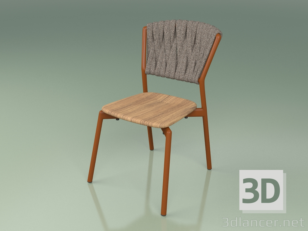 modèle 3D Chaise 220 (Métal Rouille, Teck, Ceinture Rembourrée Gris-Sable) - preview