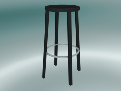 Stool BLOCCO stool (8500-00 (76 cm), ash black stained lacquered, sanded aluminum)