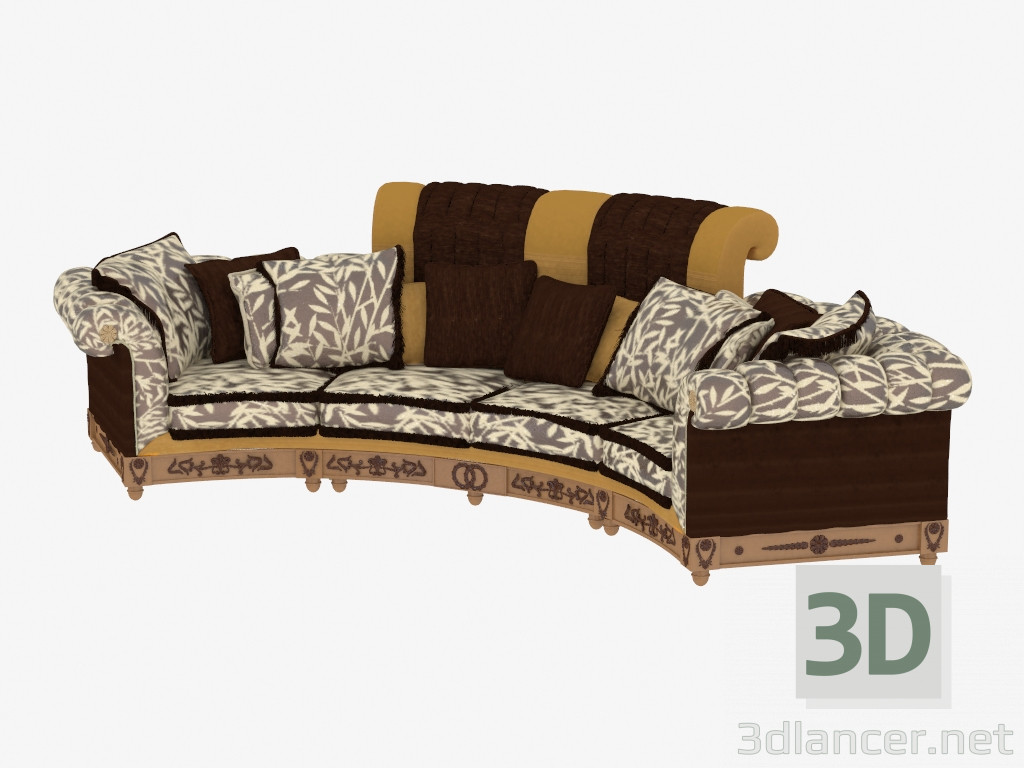 3D modeli Klasik dört kişilik kanepe - önizleme