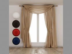 Silk curtains with lambrequin