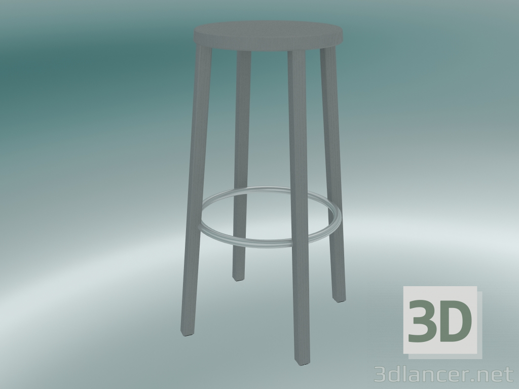 3d model Stool BLOCCO stool (8500-00 (76 cm), ash gray, sanded aluminum) - preview