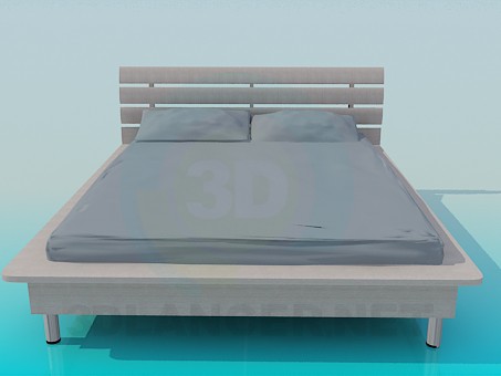 Modelo 3d Cama com um filé ao redor do perímetro da cama - preview