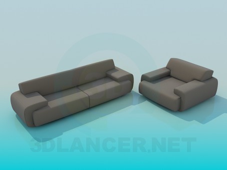 3d model Sofa with armchair - preview