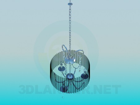 3D Modell Kronleuchter mit Wellpappe Lampenschirm - Vorschau