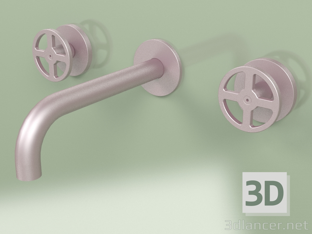 modello 3D Set da parete di 2 miscelatori separati con bocca di erogazione (20 10 V, OR) - anteprima