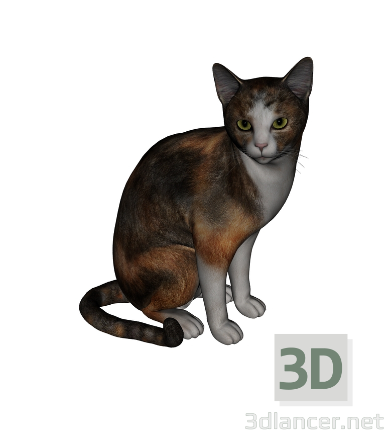 3d model gato color gris - vista previa