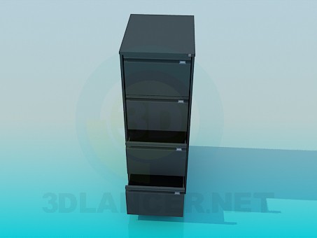 modello 3D Comodino con cassetti - anteprima