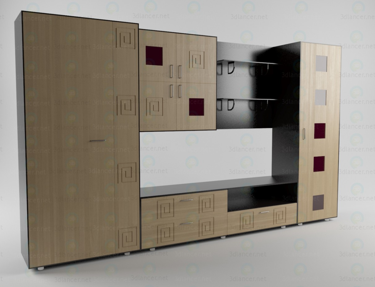 3 डी मॉडल 2 रहने वाले कमरे के लिए वॉल यूनिट - पूर्वावलोकन