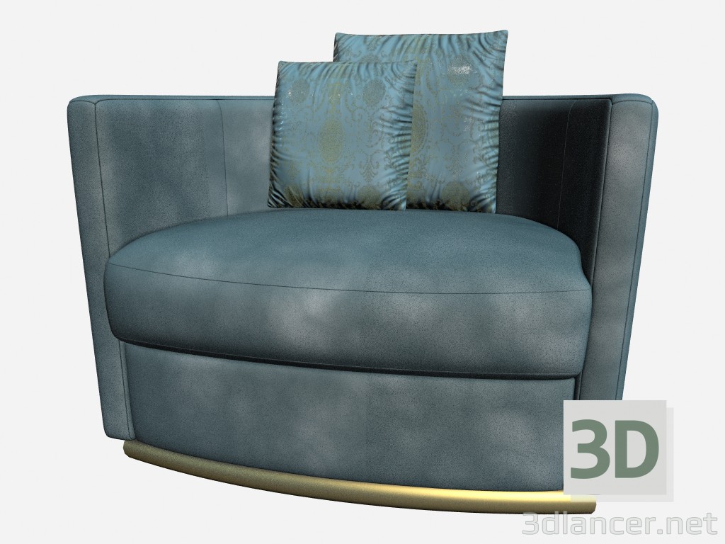 3D Modell Stuhl aus Leder auf Metall Beine Art-Deco-Vivaldi - Vorschau