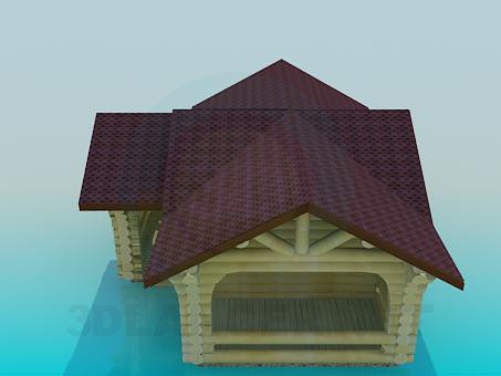 modèle 3D Maison avec log - preview