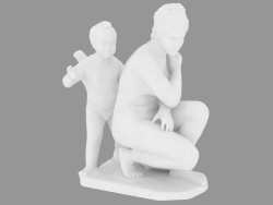 Escultura de mármol de Baño Afrodita y Eros