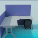 3d модель Кутовий офісний стіл з панелями – превью