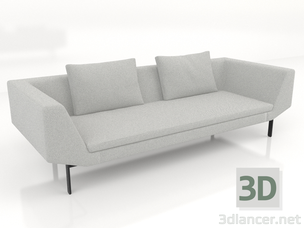 modèle 3D Canapé 3 places (pieds en métal) - preview