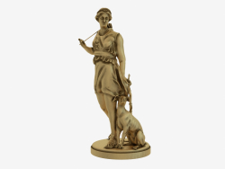 Una escultura de bronce de Diana