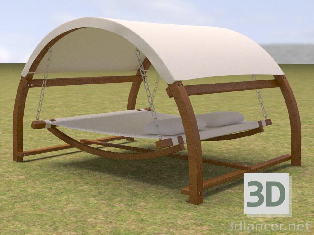 Cama doble al aire libre 3D modelo Compro - render