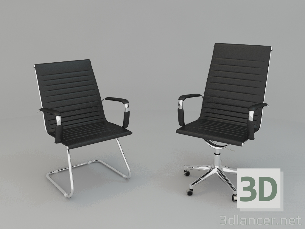 3d model Armchair and chair for office - preview