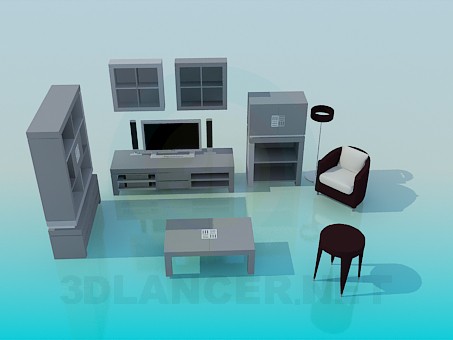 3d модель Меблі для вітальні кімнати – превью