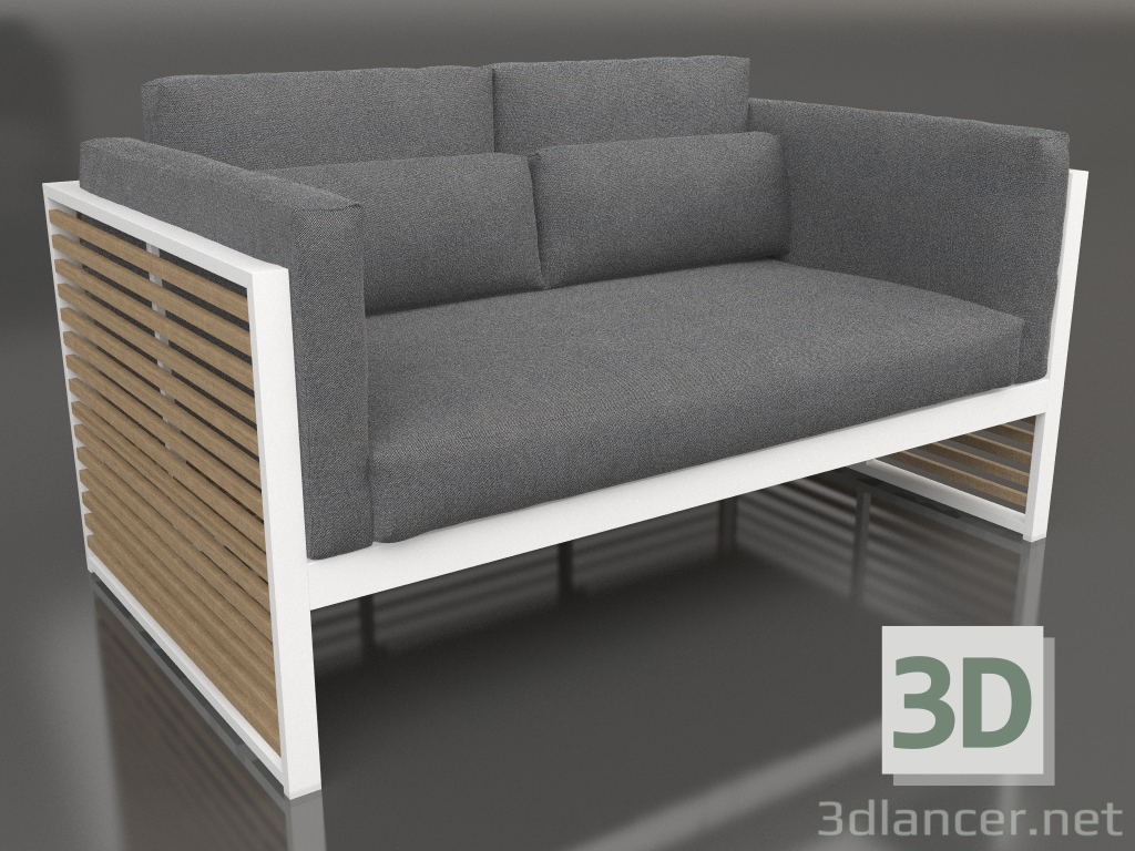 modèle 3D Canapé 2 places avec dossier haut (Blanc) - preview