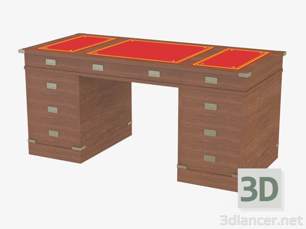 modello 3D Scrivania con intarsi del piano del tavolo - anteprima