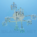 3d model Lámpara Chandelier con pinturas del techo de cristal - vista previa