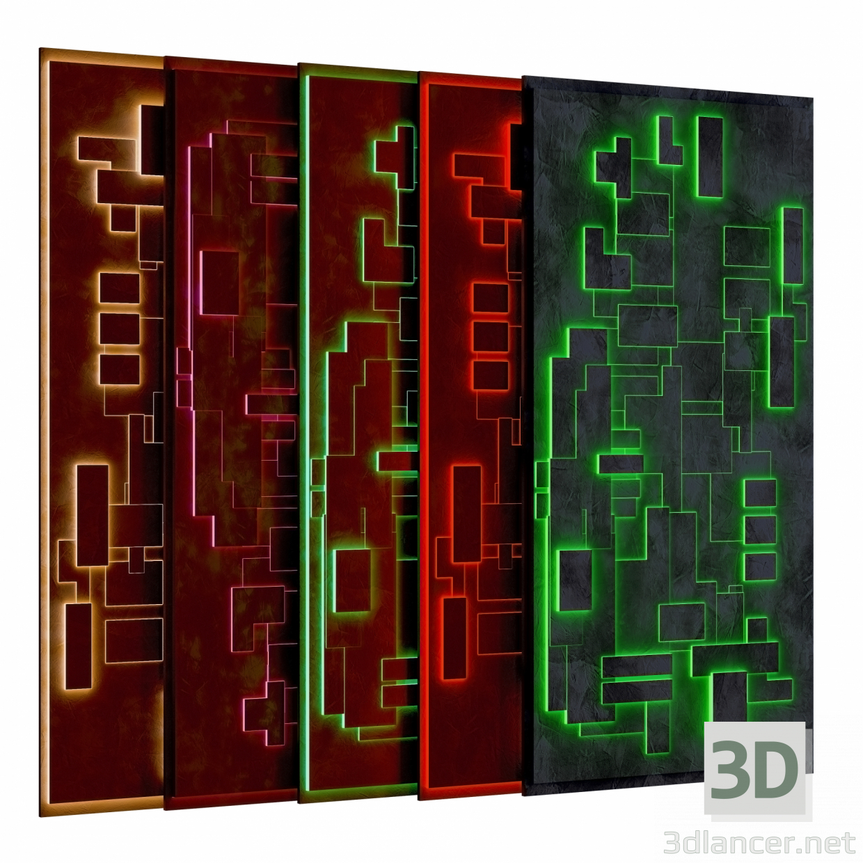 3d decorative wall panel model buy - render