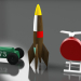 3D Oyuncaklar (araba, roket, helikopter) modeli satın - render