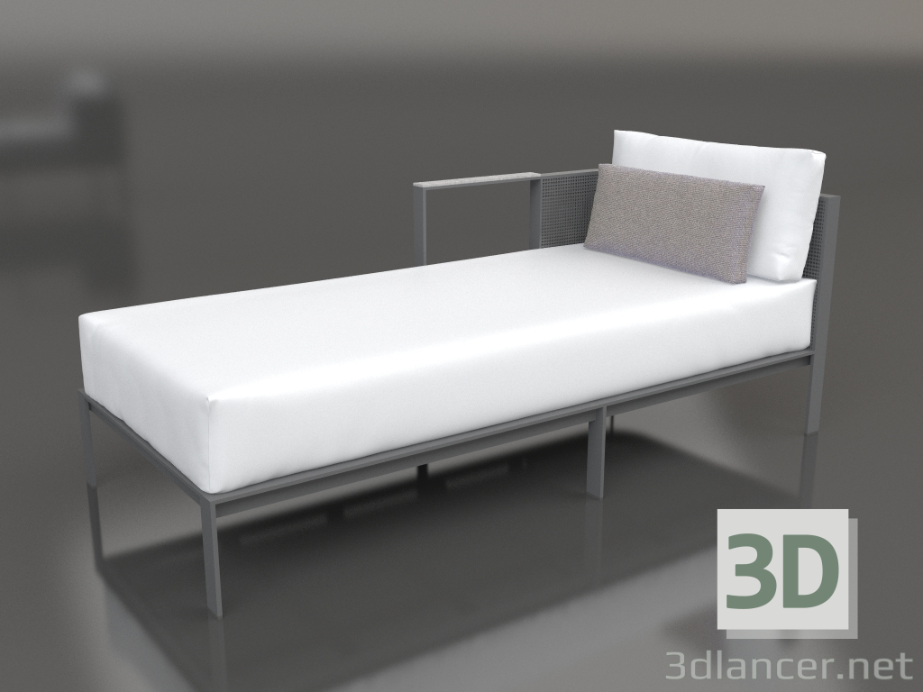 3d model Módulo sofá sección 2 izquierda (Antracita) - vista previa