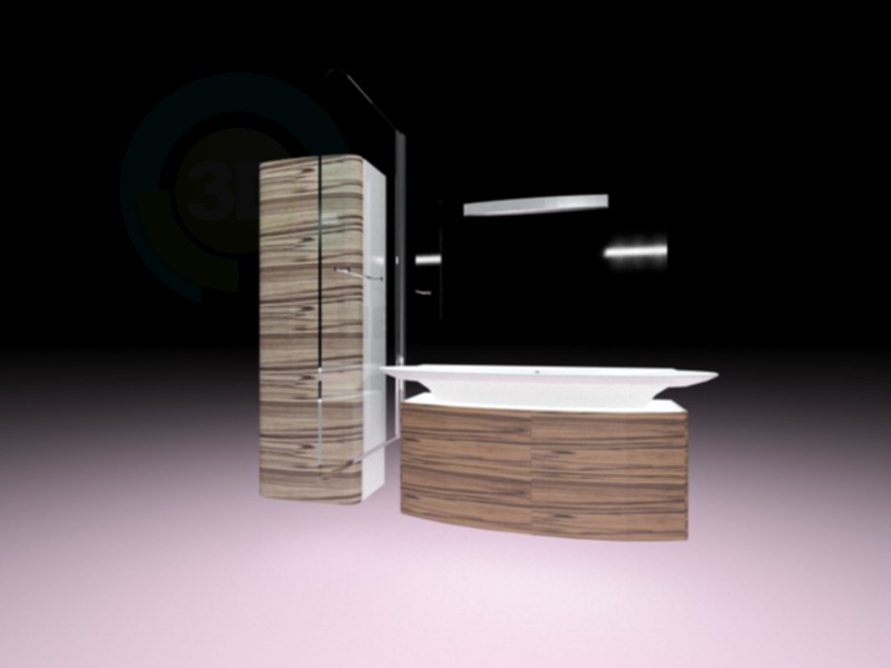 modèle 3D Un ensemble de meubles pour la salle de bain Jacob Delafon presqu'île de 5 - preview