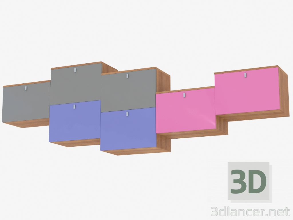 3d model estantería de pared - vista previa