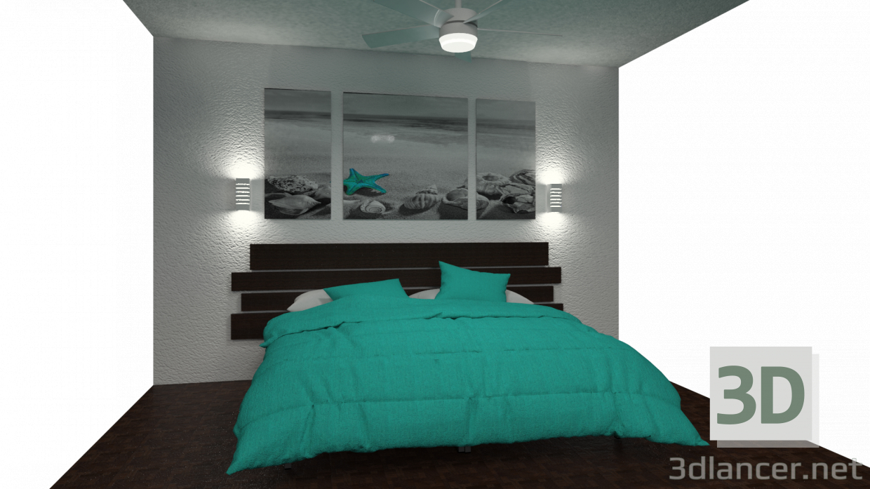 modello 3D Camera da letto semplice - anteprima