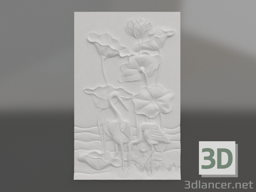 modèle 3D Bas-relief Cigogne - preview