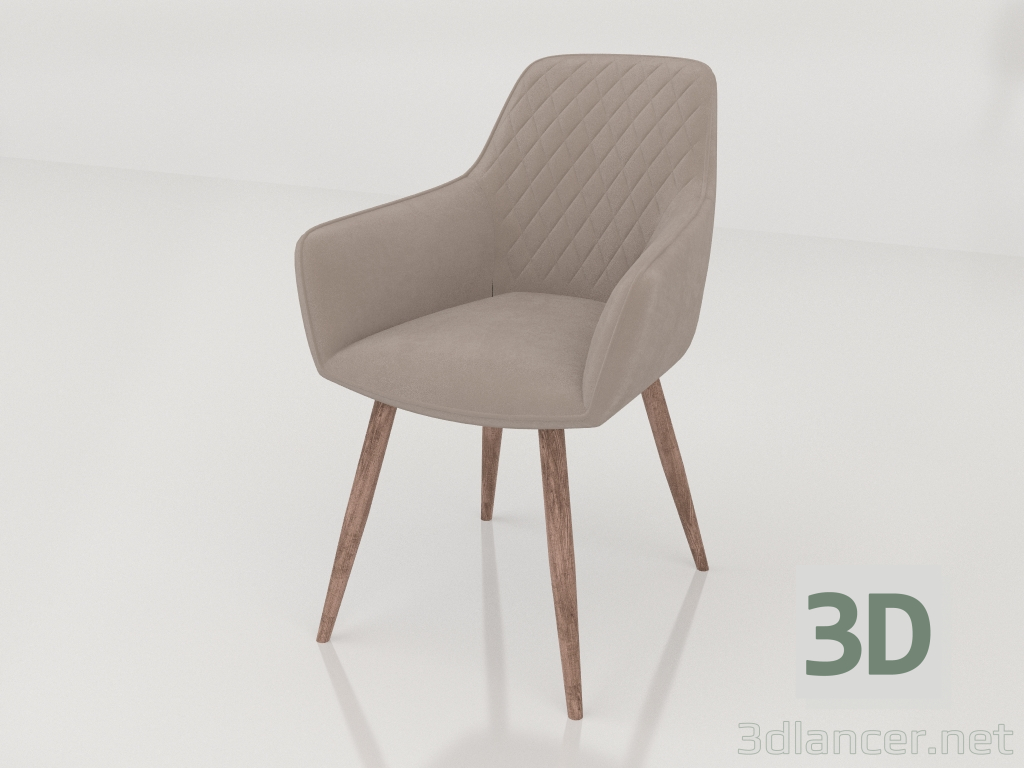 Modelo 3d Cadeira Anita (bege-carvalho) - preview