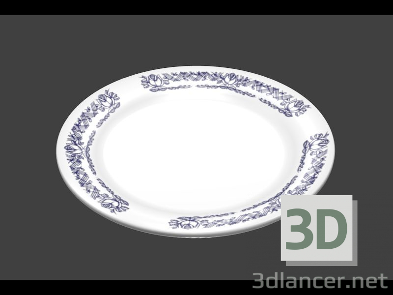 3d модель Фарфоровая тарелка узором – превью