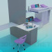 3D modeli mobilya kümesi - önizleme