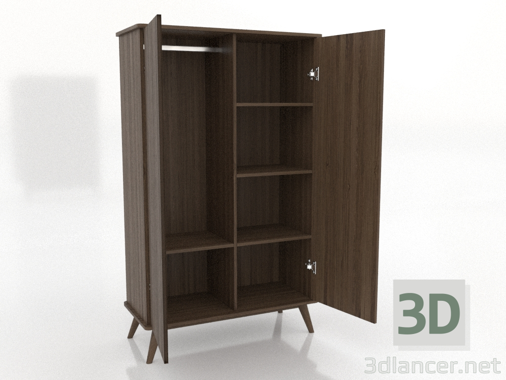 3D Modell Schrank 4 1000x450x1650 mm (offen, Esche Nussbaum hell) - Vorschau 3D Modell Schrank 4 1000x450x1650 mm (offen, Esche Nussbaum hell) - Vorschau
