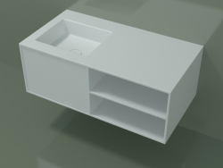 Lavabo con cajón y compartimento (06UC524S2, Glacier White C01, L 96, P 50, H 36 cm)