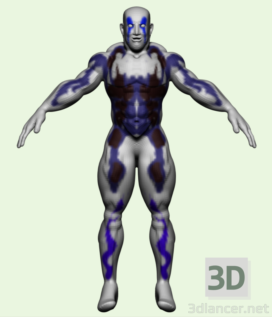 modello 3D Uomo tatuato - anteprima