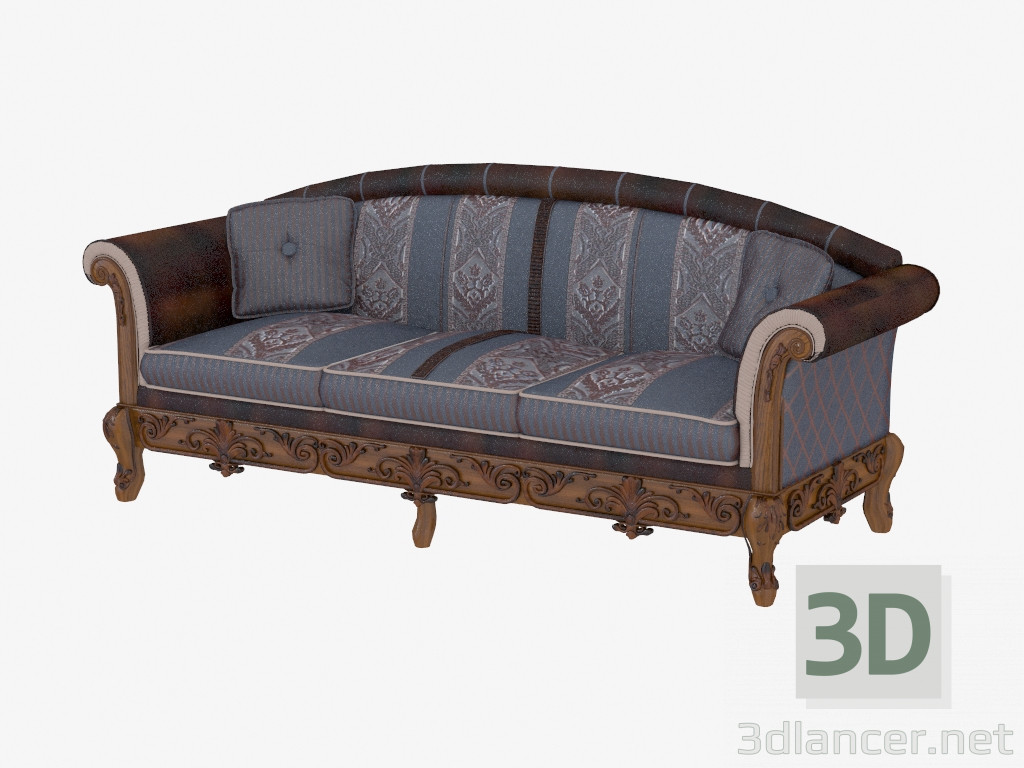3D Modell Klassisches Dreisitzer-Sofa - Vorschau