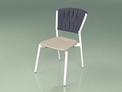 Chair 220 (Metal Milk, Polyurethane Resin Mole, Padded Belt Gray-Blue)