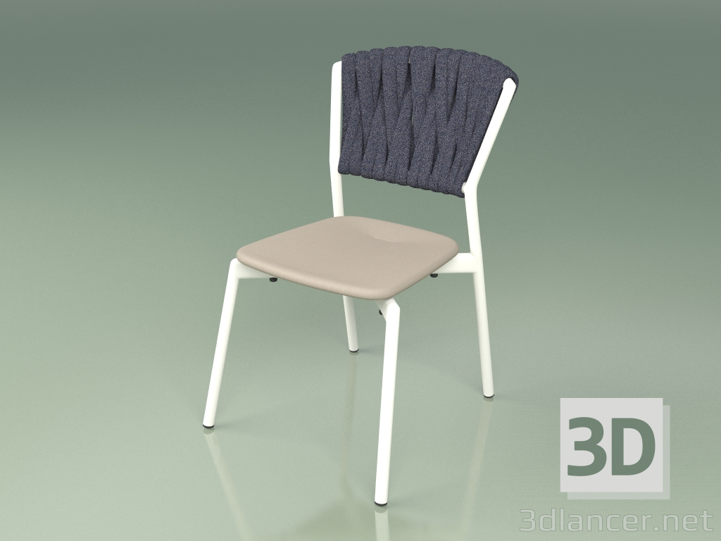 Modelo 3d Cadeira 220 (Metal Milk, Toupeira de Resina de Poliuretano, Cinto Acolchoado Cinzento-Azul) - preview