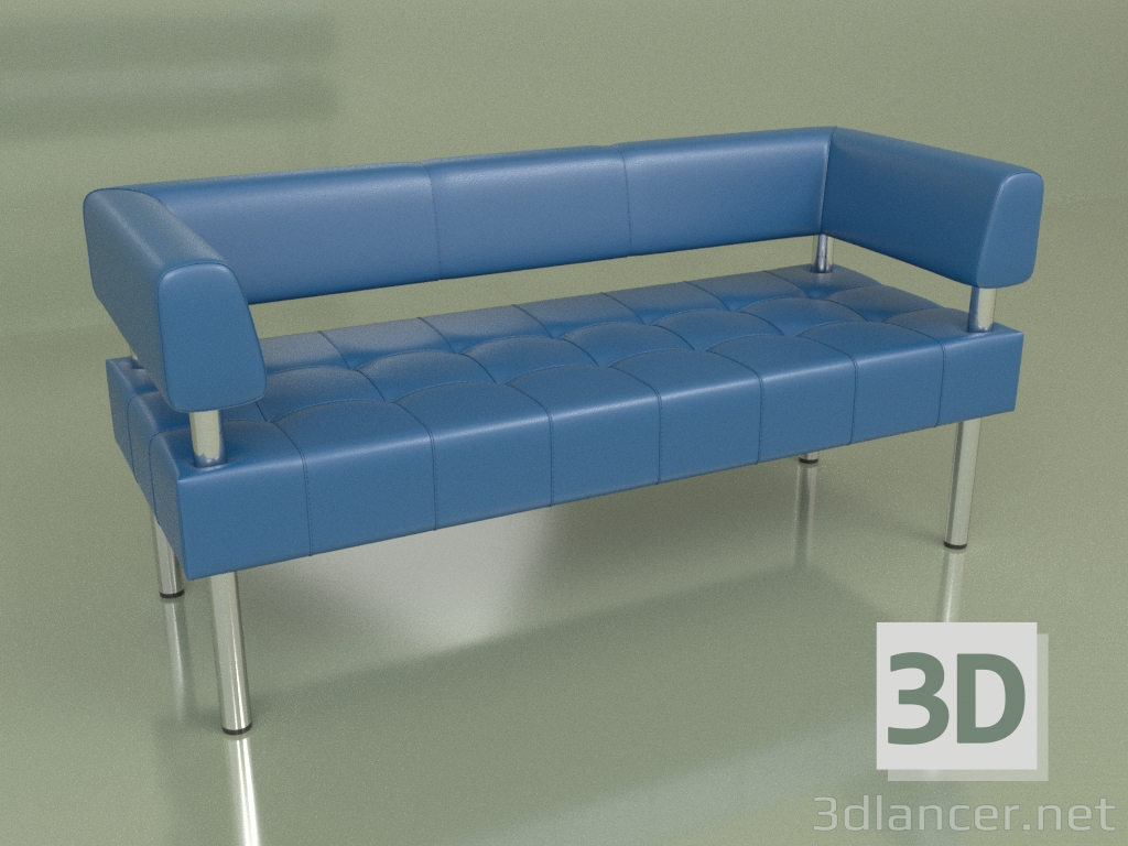 3 डी मॉडल सोफा थ्री-सीटर बिजनेस (नीला चमड़ा) - पूर्वावलोकन