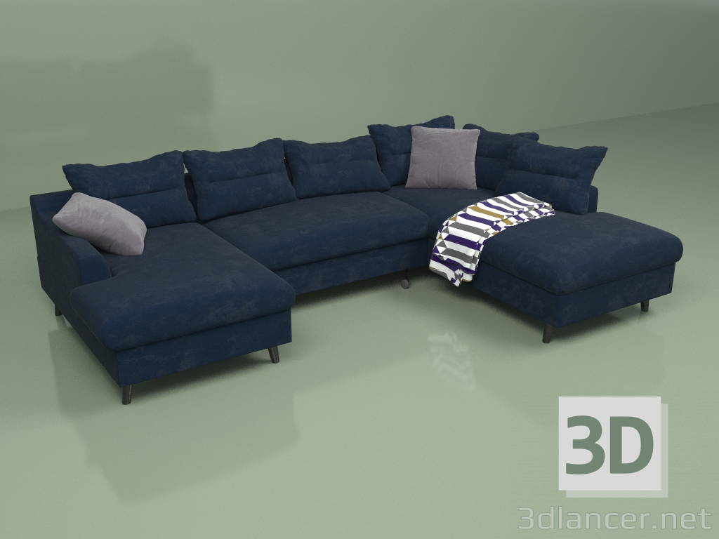 3D Modell Sofa Stylish Stan U rechts (dunkelblau) - Vorschau